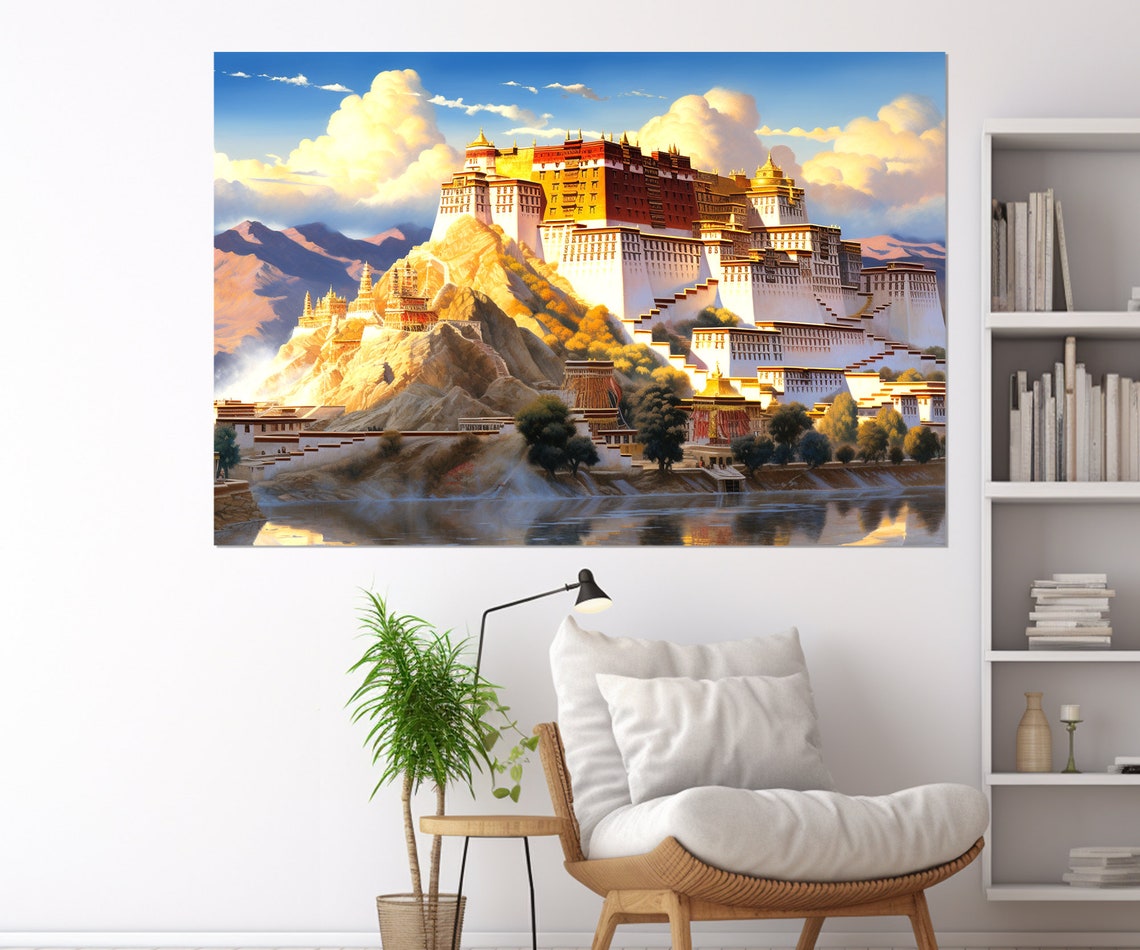 Potala Palace Lhasa Tibet Golden Sunset Triptych Palace View Poster - Image 4