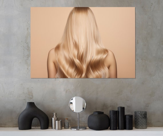 Beauty Saloon Wall Decor Fashion Art Beautiful Blond Hair Print Hairdresser Gift Framed And Ready To Hang