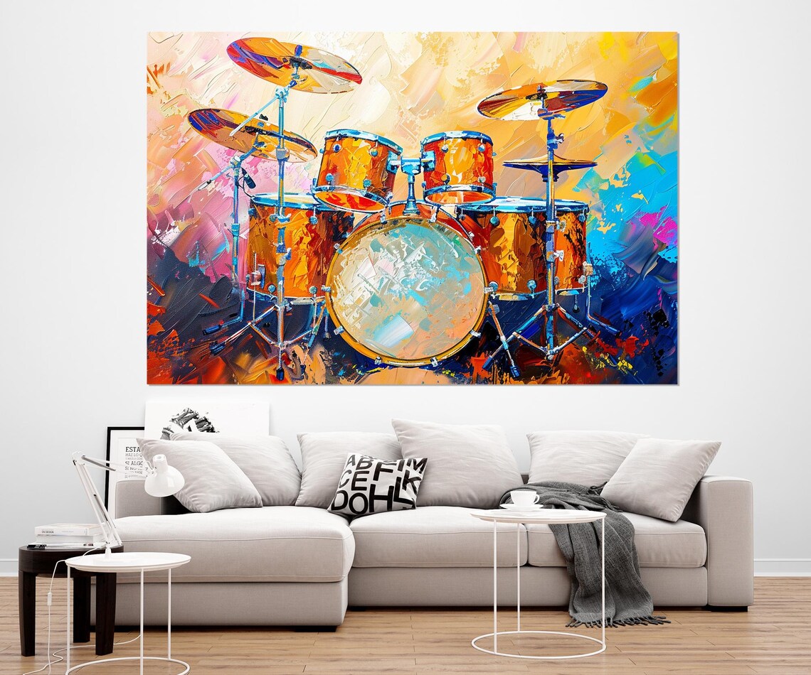 Drums Watercolor Wall Art Print, Drummer Gift - Image 2