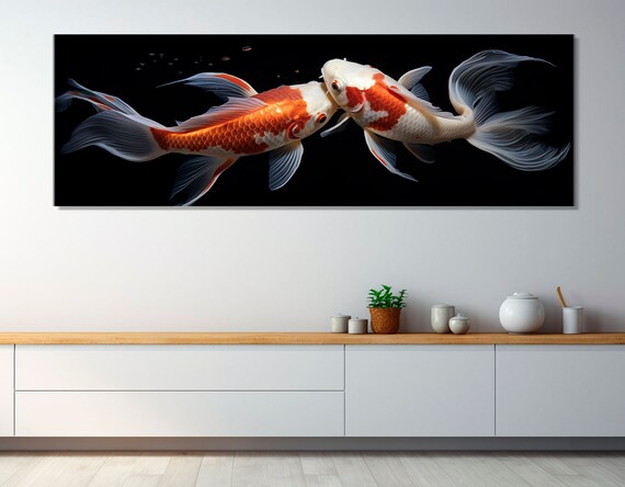 Large Koi Fish Print Abstract Koi Fish Painting Underwater Wall Art Aquarium Fish Painting Framed And Ready To Hang