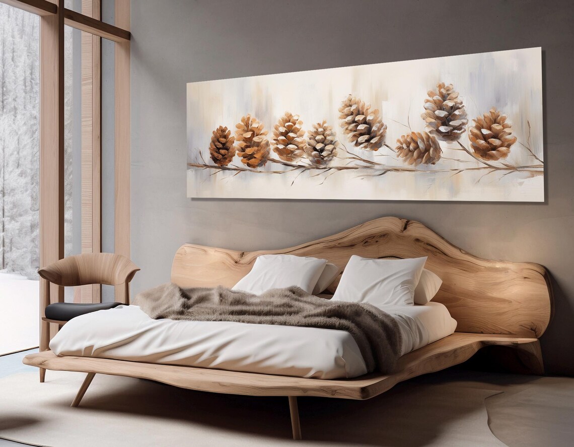Branch With Cones Winter Christmas Wall Art Print - Image 2