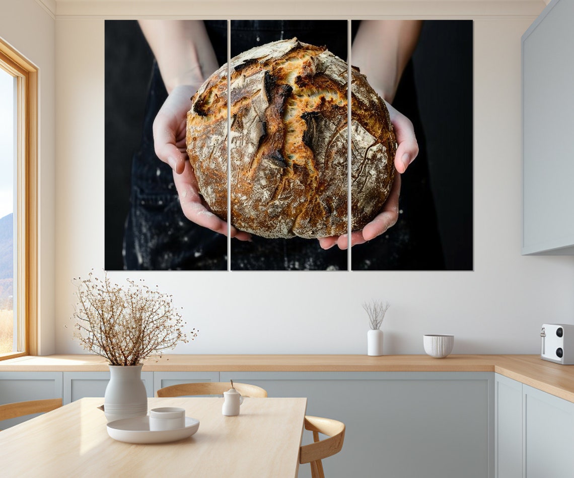 Rustic Sourdough Bread Loaf Hands Baking Artisan Bakery Kitchen Poster - Image 4