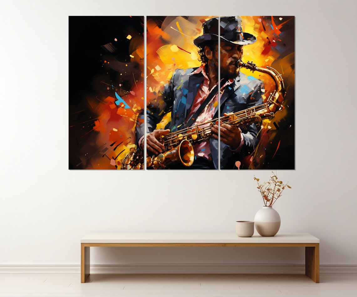 Abstract Saxophonist Music Art Print, Musician Gift - Image 4