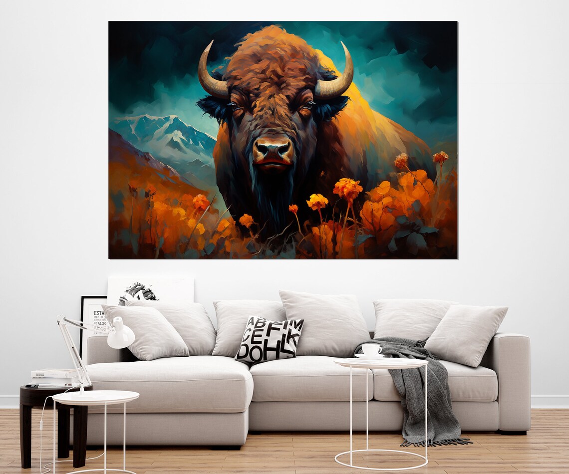 Bison Abstract Art Print, Modern Wall Decor Piece - Image 2