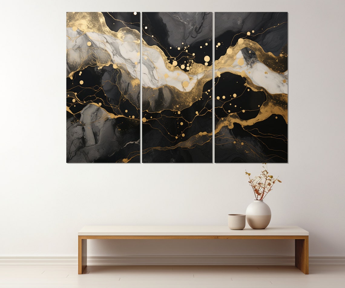 Black Marble Gold Veins Dark Abstract Luxury Modern Elegant Poster - Image 4