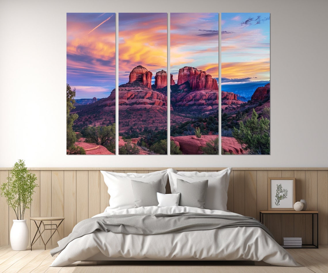 Red Rock Spires Sunset Pink Purple Sky Desert Southwest Scenic Poster - Image 2
