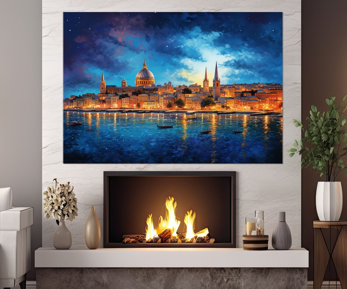 Valletta Skyline Abstract Malta Travel Poster Art