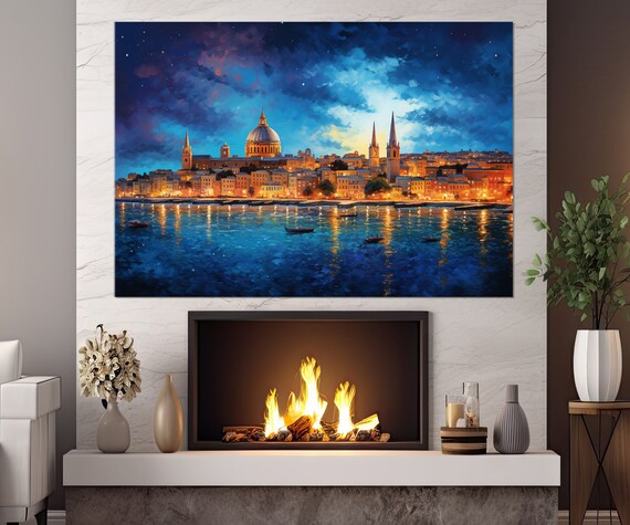 Valletta Skyline Abstract Malta Travel Poster Art