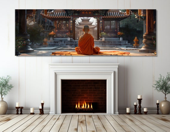Buddhist Monk Meditation Print Buddhist Wall Art Buddhist Poster Buddhist Gift Asian Wall Art Framed And Ready To Hang