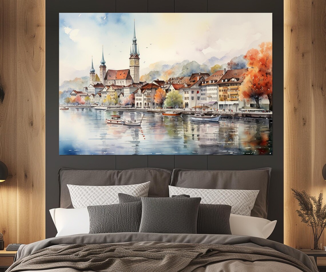 Lucerne Old Town Abstract Travel Poster, Switzerland - Image 2