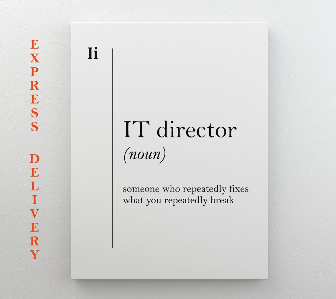 IT Director Funny Definition Dictionary Print Gift for Tech Offices