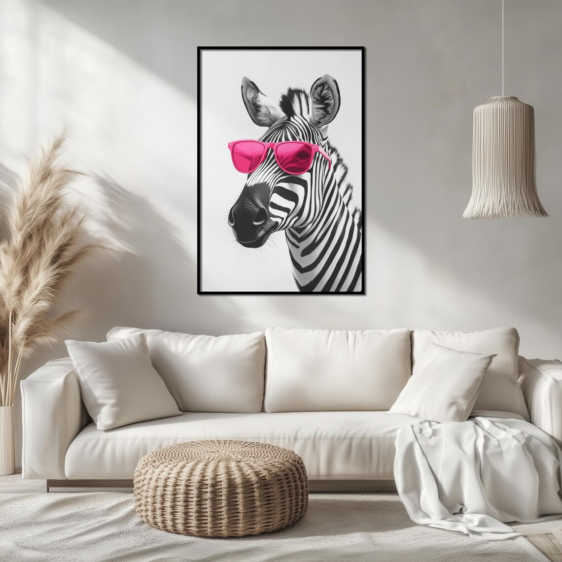 Zebra Wearing Pink Sunglasses Funny Animal Portrait Art Poster - Image 2