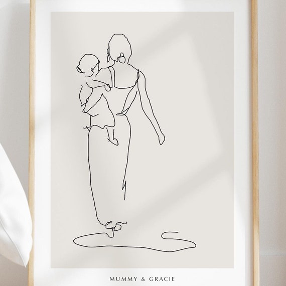 Personalised Mother Print Mother And Daughter Portrait Personalised Print For Mum Custom Print Gift Mother And Daughter Art Line Art