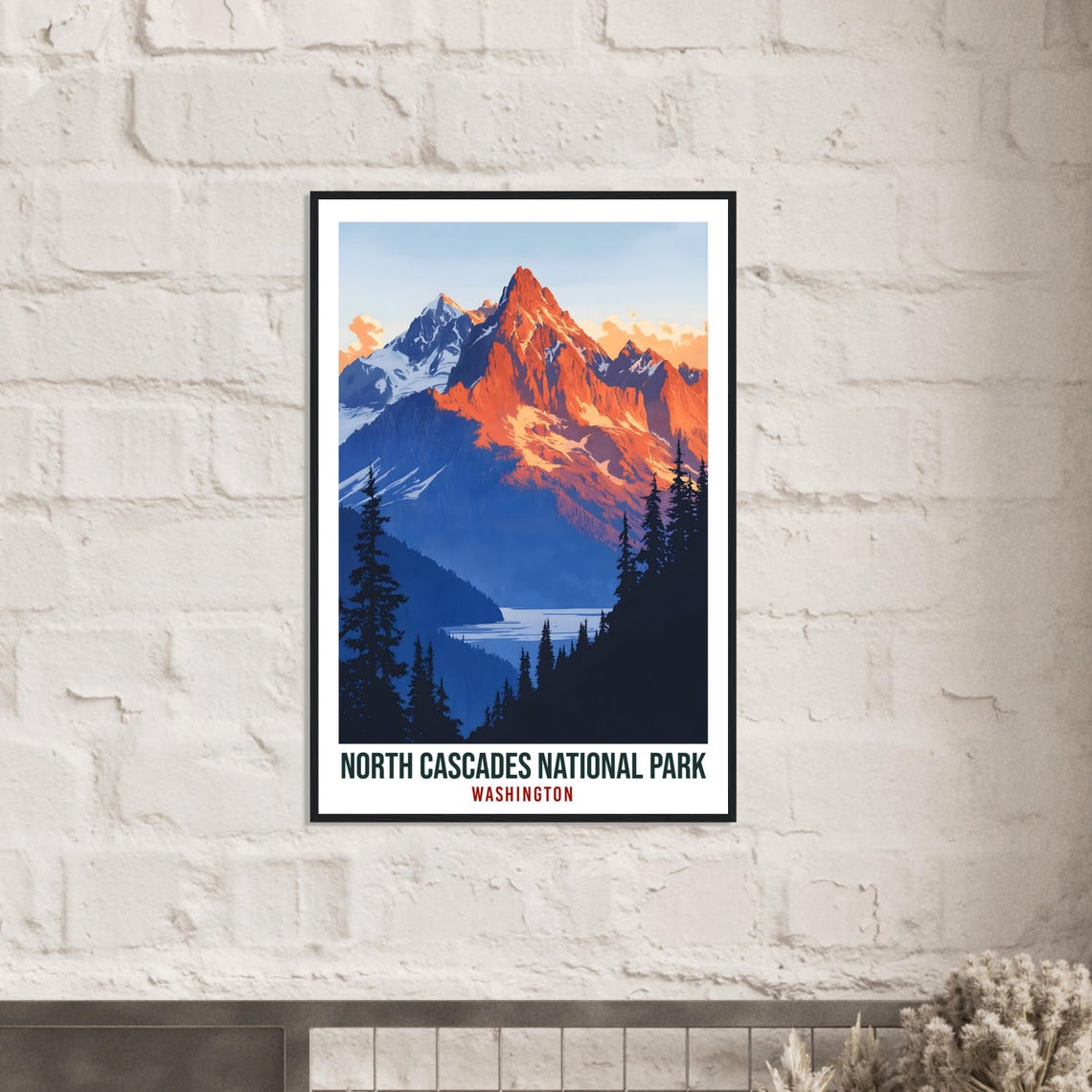 North Cascades National Park Washington Sunset Peak Travel Poster - Image 2
