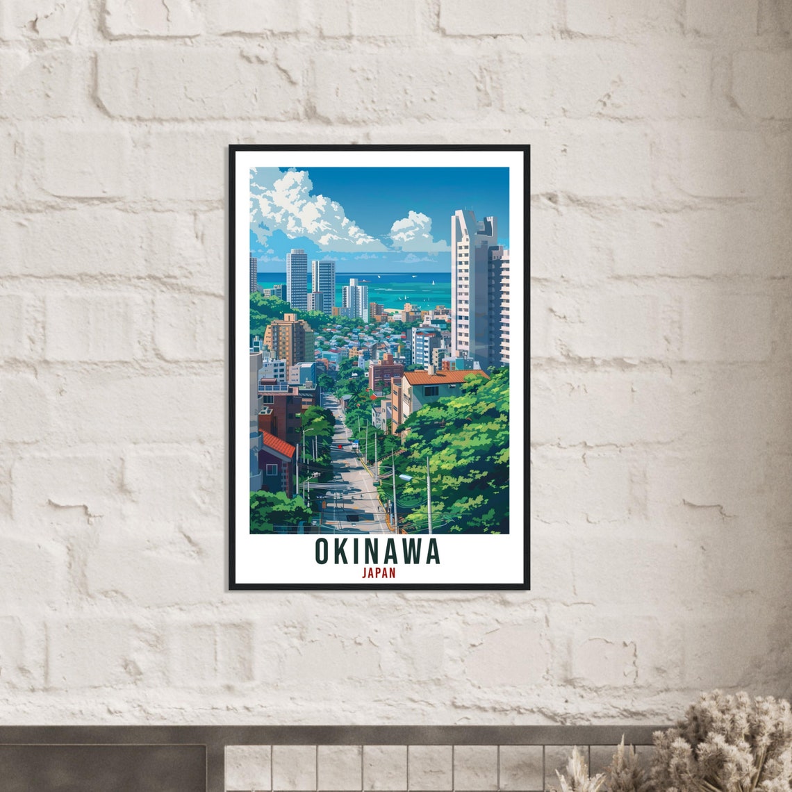 Okinawa Japan Tropical City Skyline Beach Coast Travel Poster - Image 2