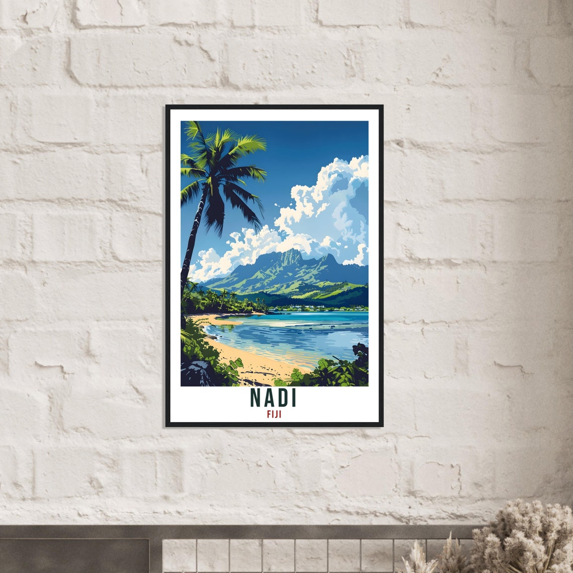 Nadi Fiji Tropical Beach Palm Paradise Island Vintage Travel Poster - Image 2