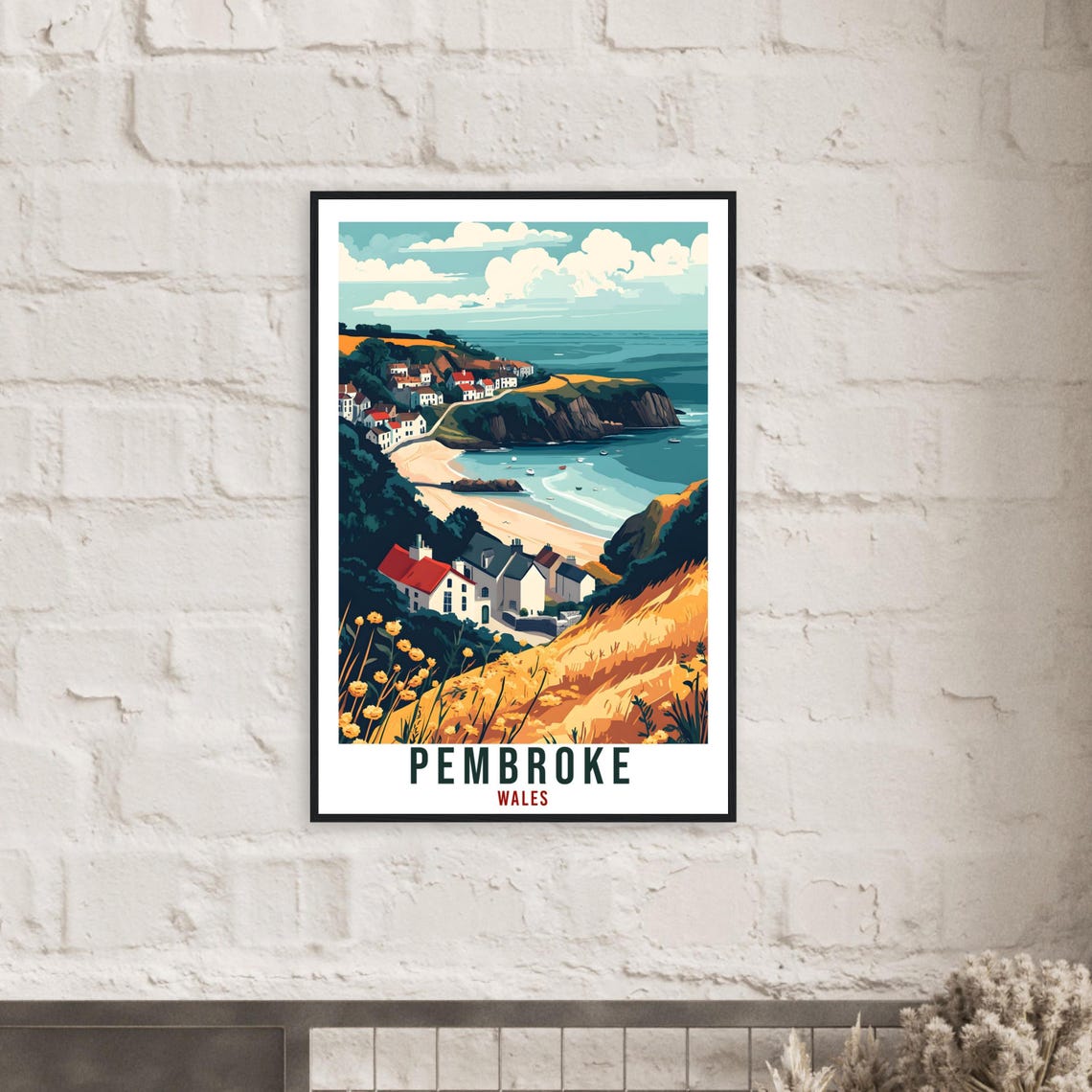 Pembroke Travel Print Wales Home Decor Pembroke Wall Art Wall Hanging Art Lover Wales Artwork Travel Poster Wales Pembroke Travel Art Gift - Image 2