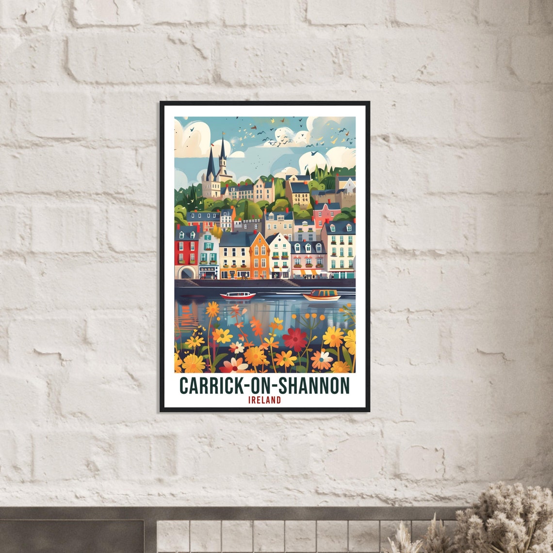 Carrick On Shannon Ireland Riverside Town Flowers View Poster - Image 3