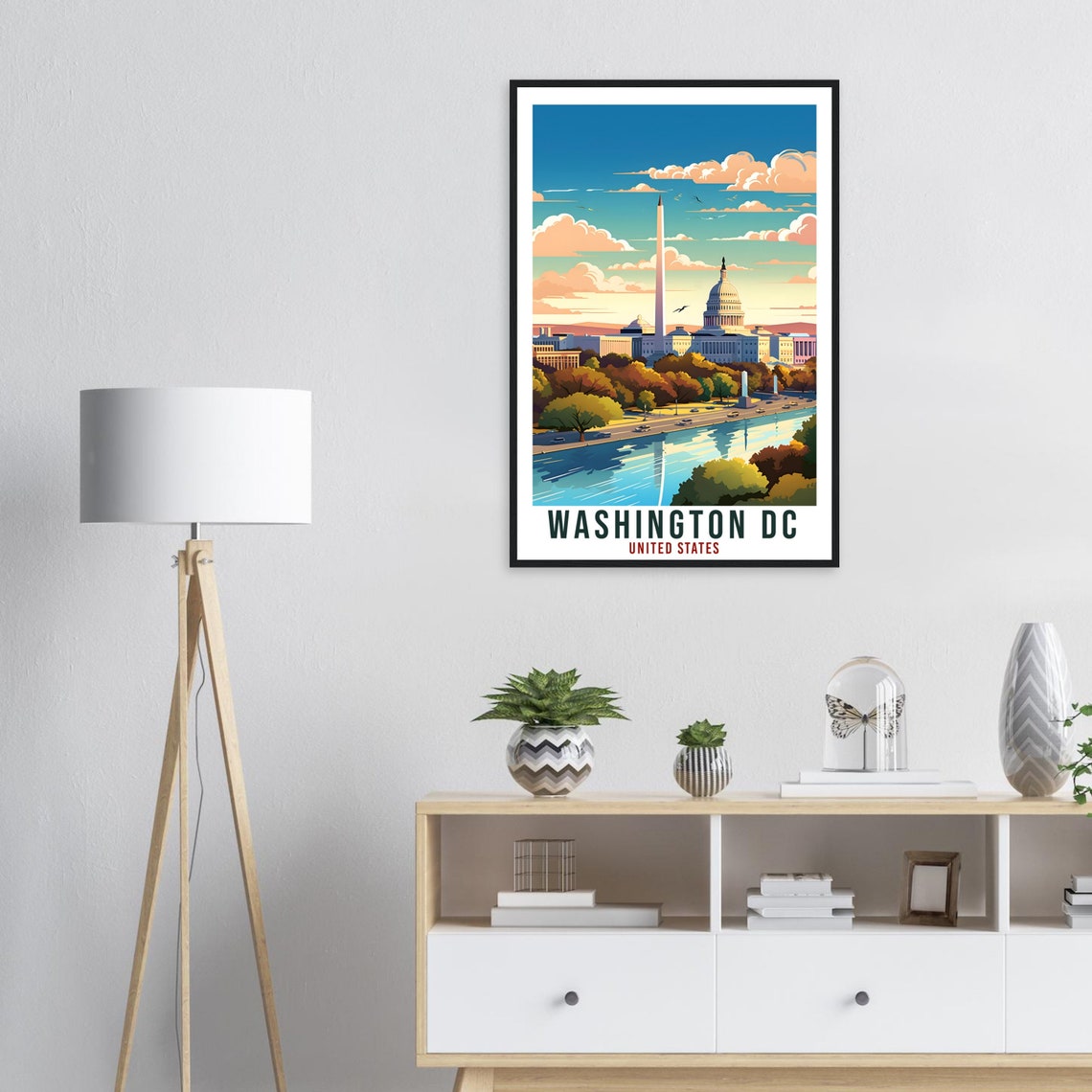 Washington DC Capitol Washington Monument Landmark Travel Poster - Image 4