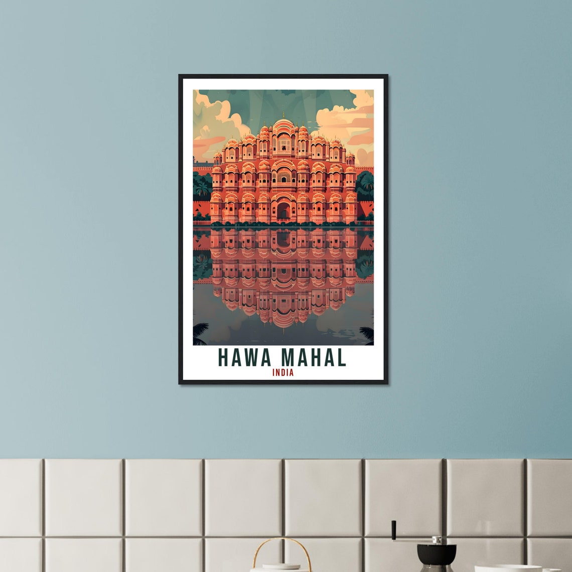 Hawa Mahal India Jaipur Palace Reflection Pink Palace Travel Poster - Image 2