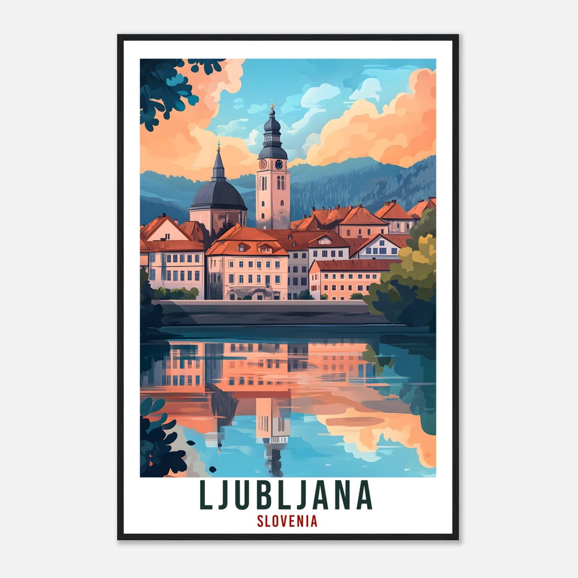 Ljubljana Travel Print Slovenia Decor Ljubljana Wall Art Gift Wall Hanging Art Lover Ljubljana Slovenia Artwork Travel Poster Travel Art - Image 4