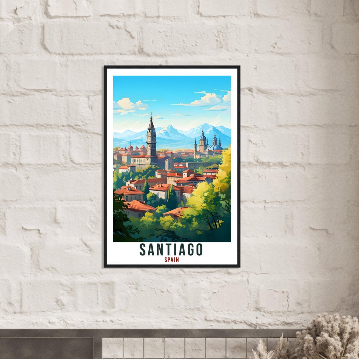 Santiago Spain Historic Cathedral Cityscape Vintage Travel Poster - Image 4