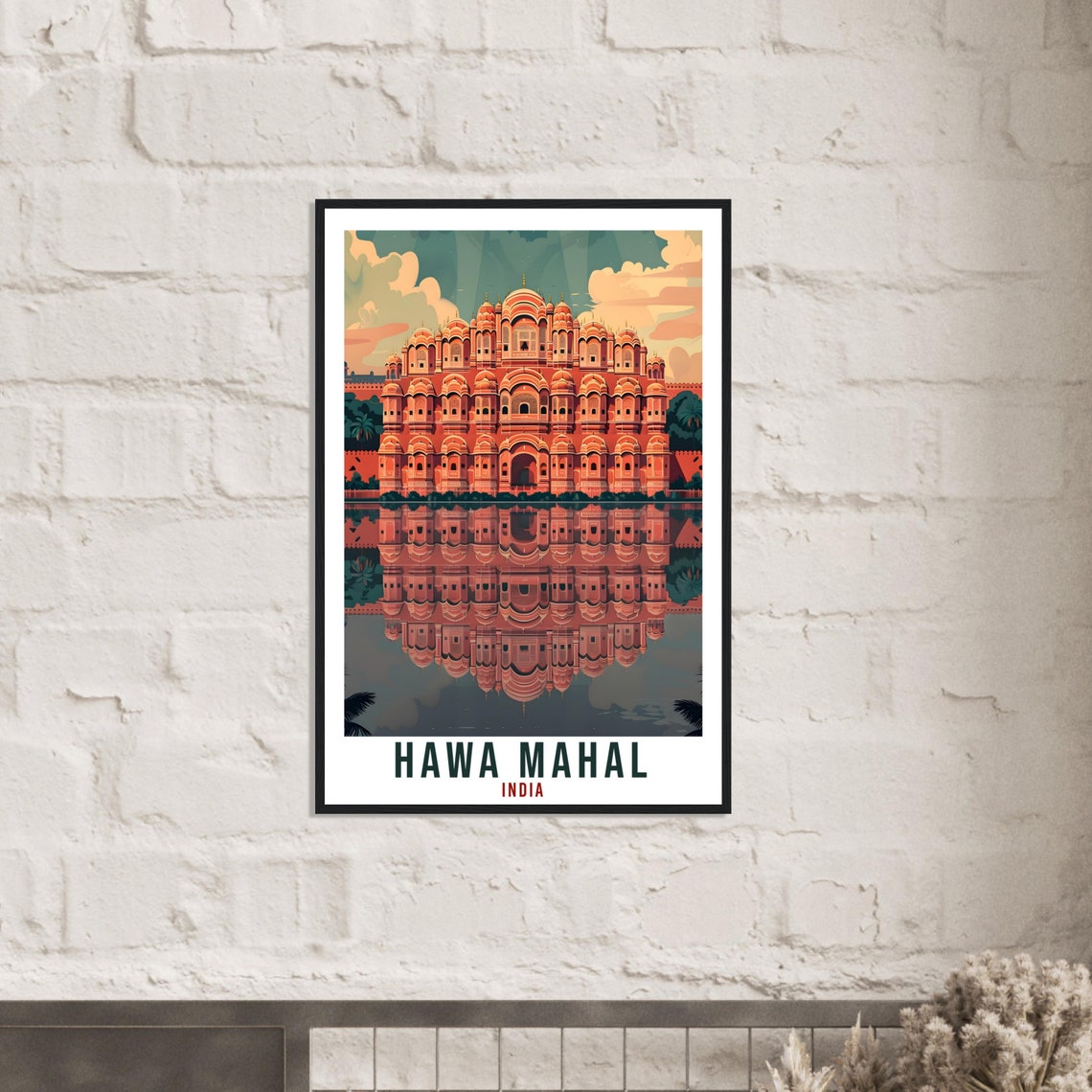 Hawa Mahal India Jaipur Palace Reflection Pink Palace Travel Poster - Image 3