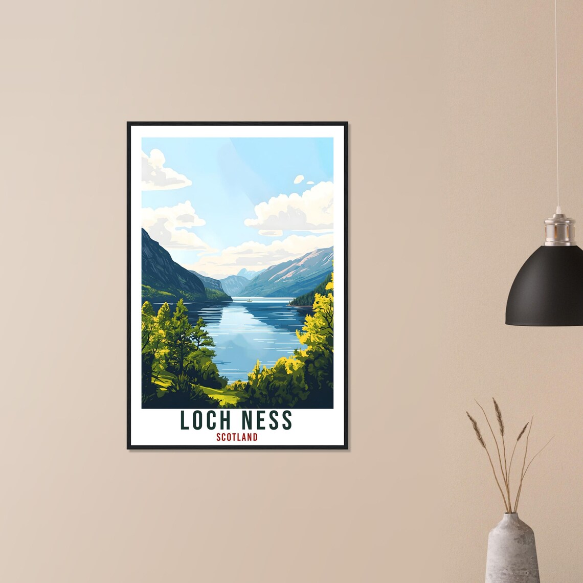 Loch Ness Travel Print Scotland Home Decor Loch Ness Wall Art Wall Hanging Art Lover Scotland Artwork Travel Poster Loch Ness Travel Art - Image 3