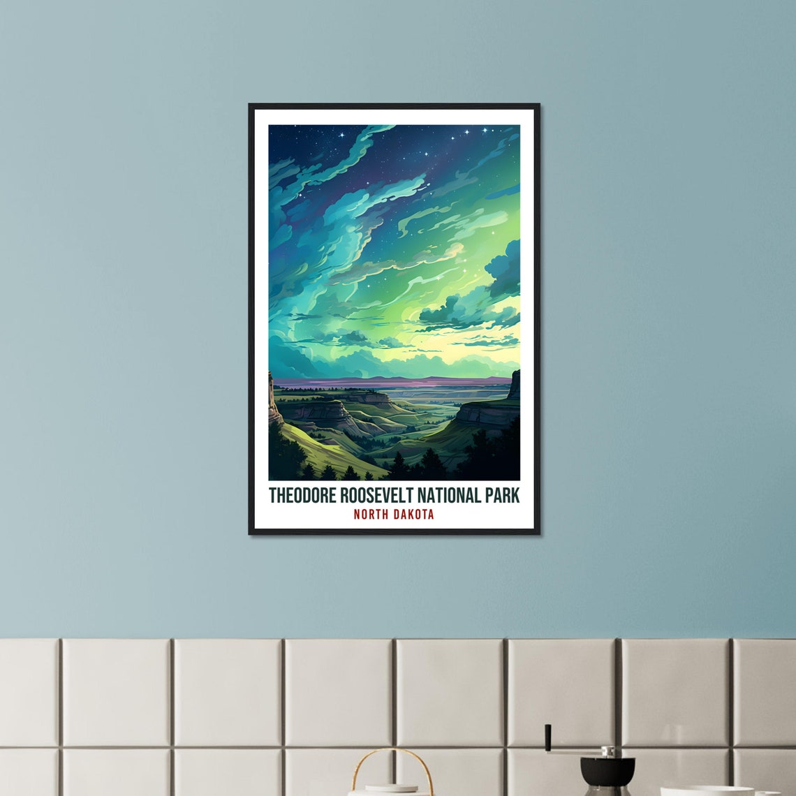 North Dakota National Park Travel Print North Dakota Northern Lights Wall Art Wall Hanging Travel Art Gift North Dakota Travel Poster Usa - Image 4