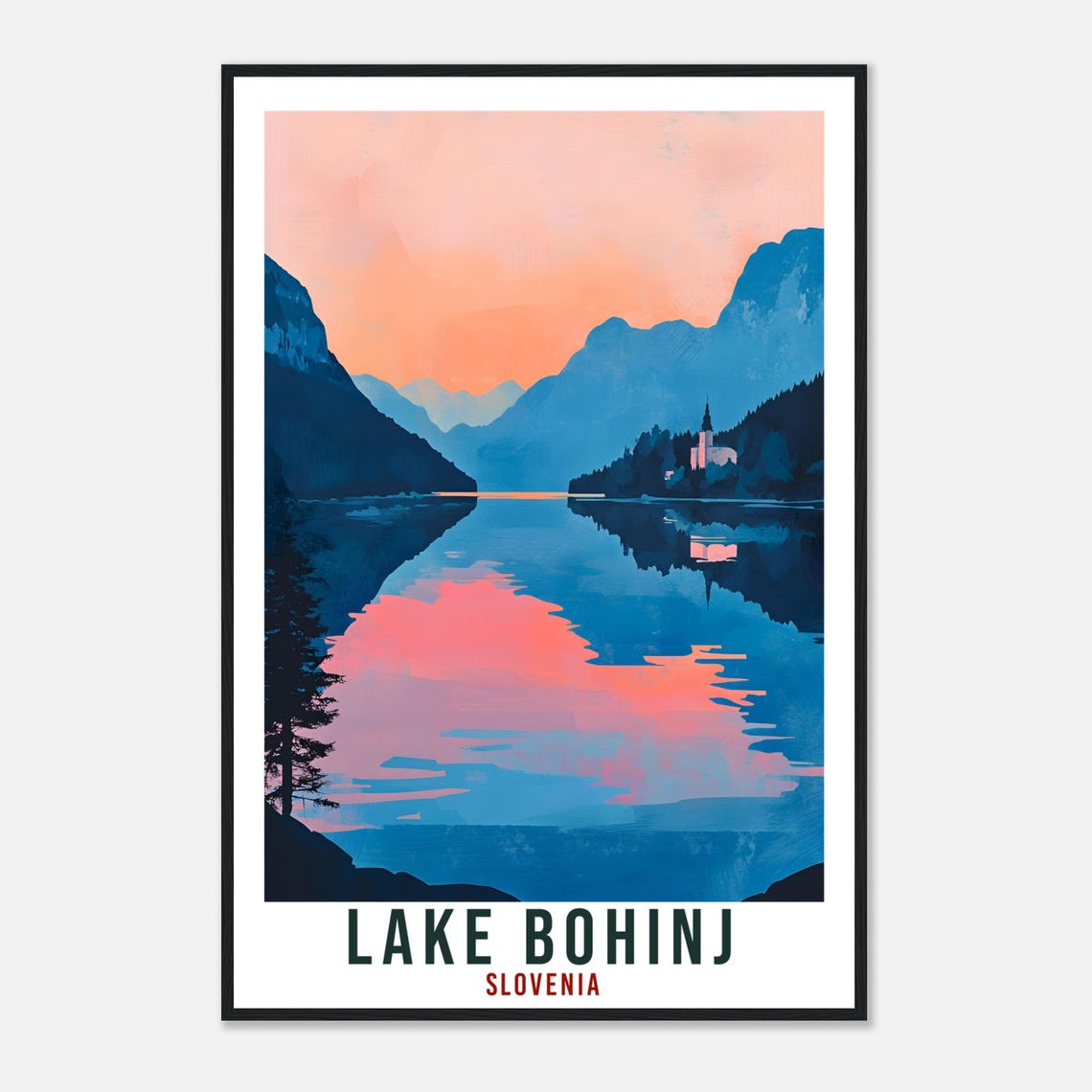 Lake Bohinj Slovenia Sunset Poster With Mountain Lake Reflection - Image 4
