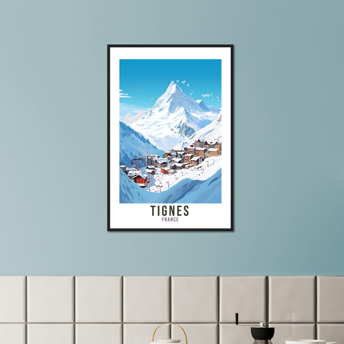 Tignes Travel Print Wall Art Tignes Wall Hanging France Gift Holiday Print Tignes Art Print Tignes Travel Poster Mountain Landscape Print - Image 3