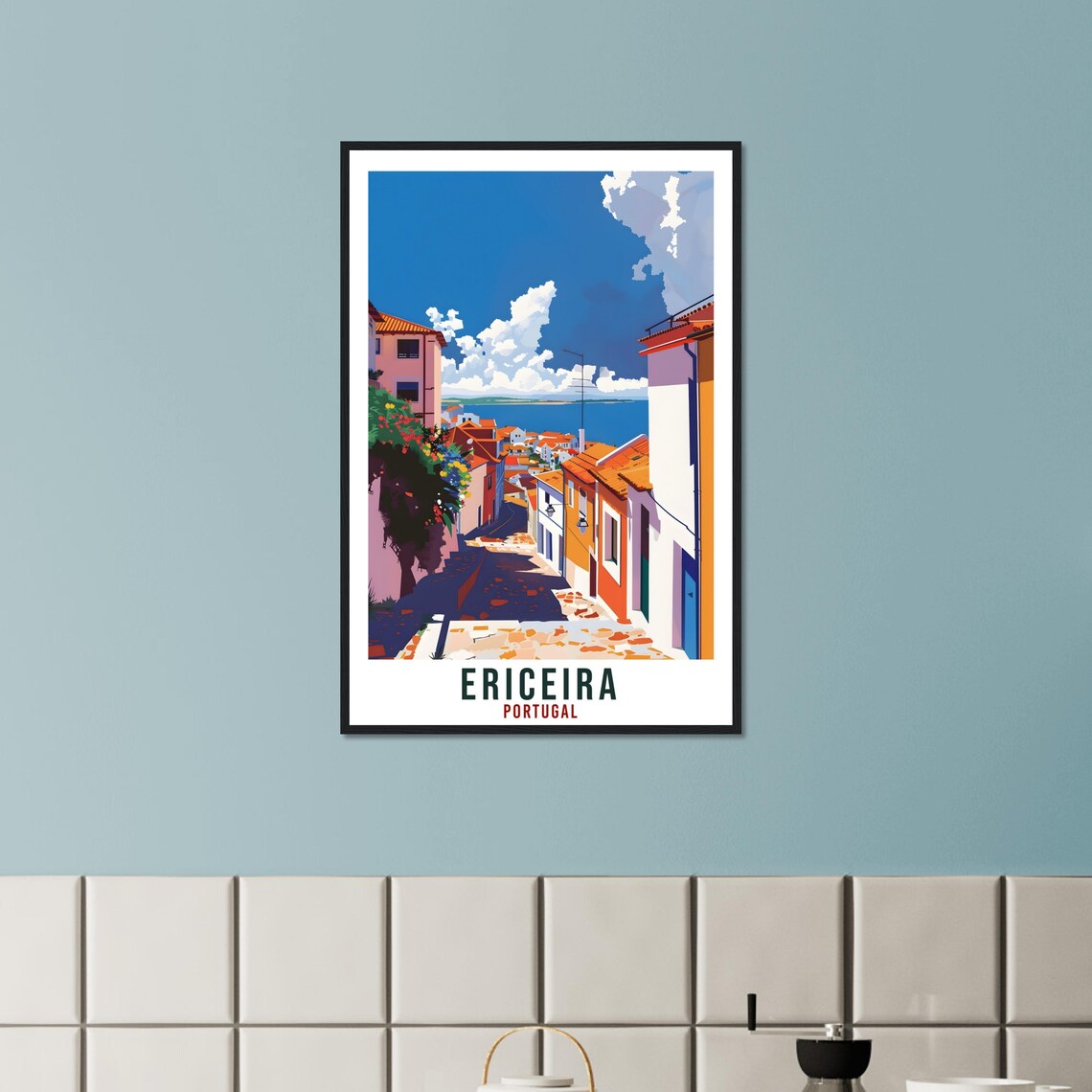 Ericeira Portugal Coastal Fishing Town Sea View Travel Poster - Image 3