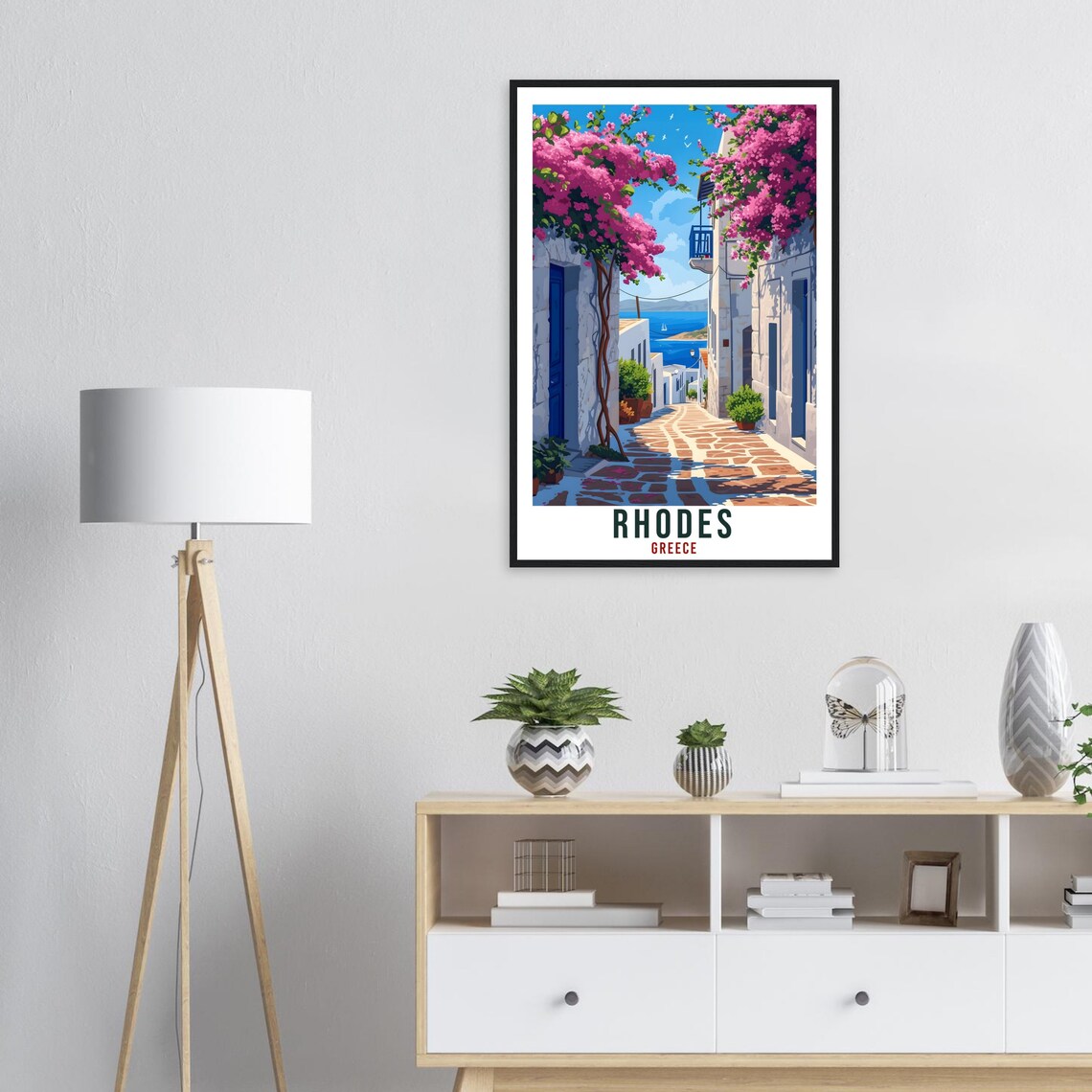 Rhodes Art Print Greece Travel Print Home Decor Rhodes Greek Island Wall Art Gift Wall Hanging Art Lover Greece Artwork Rhodes Travel Poster - Image 3