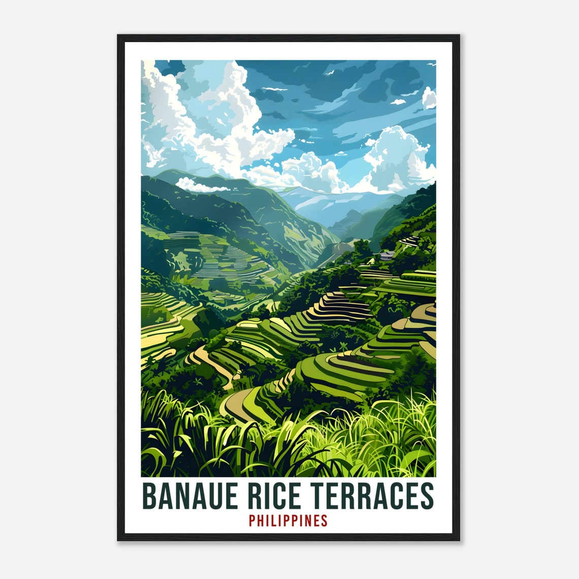 Banaue Rice Terraces Philippines Lush Green Valley Travel Poster - Image 4