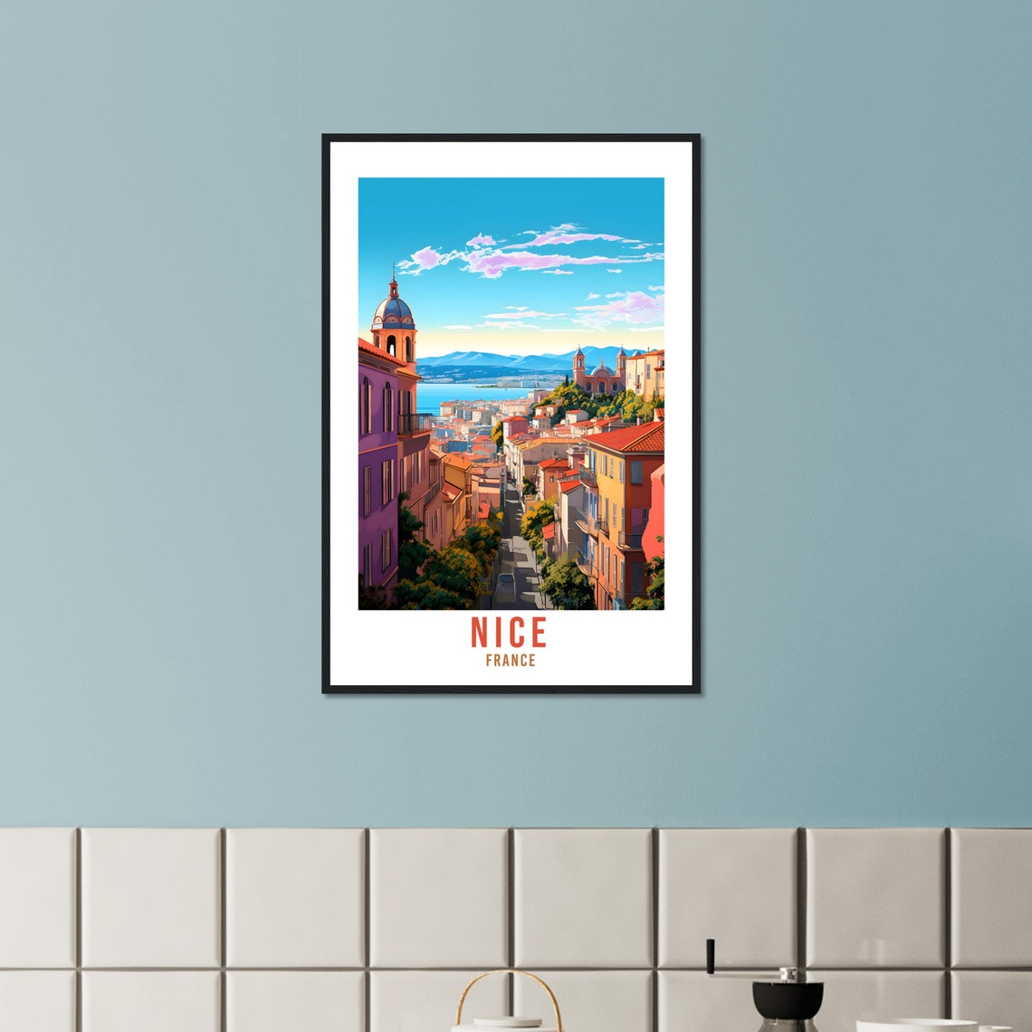 Nice France Mediterranean City Bay Cathedral View Travel Poster - Image 3