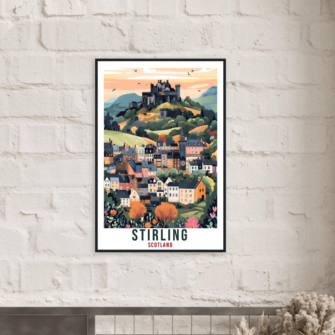 Stirling Scotland Vintage Castle Old Town Travel Sunny Poster - Image 2