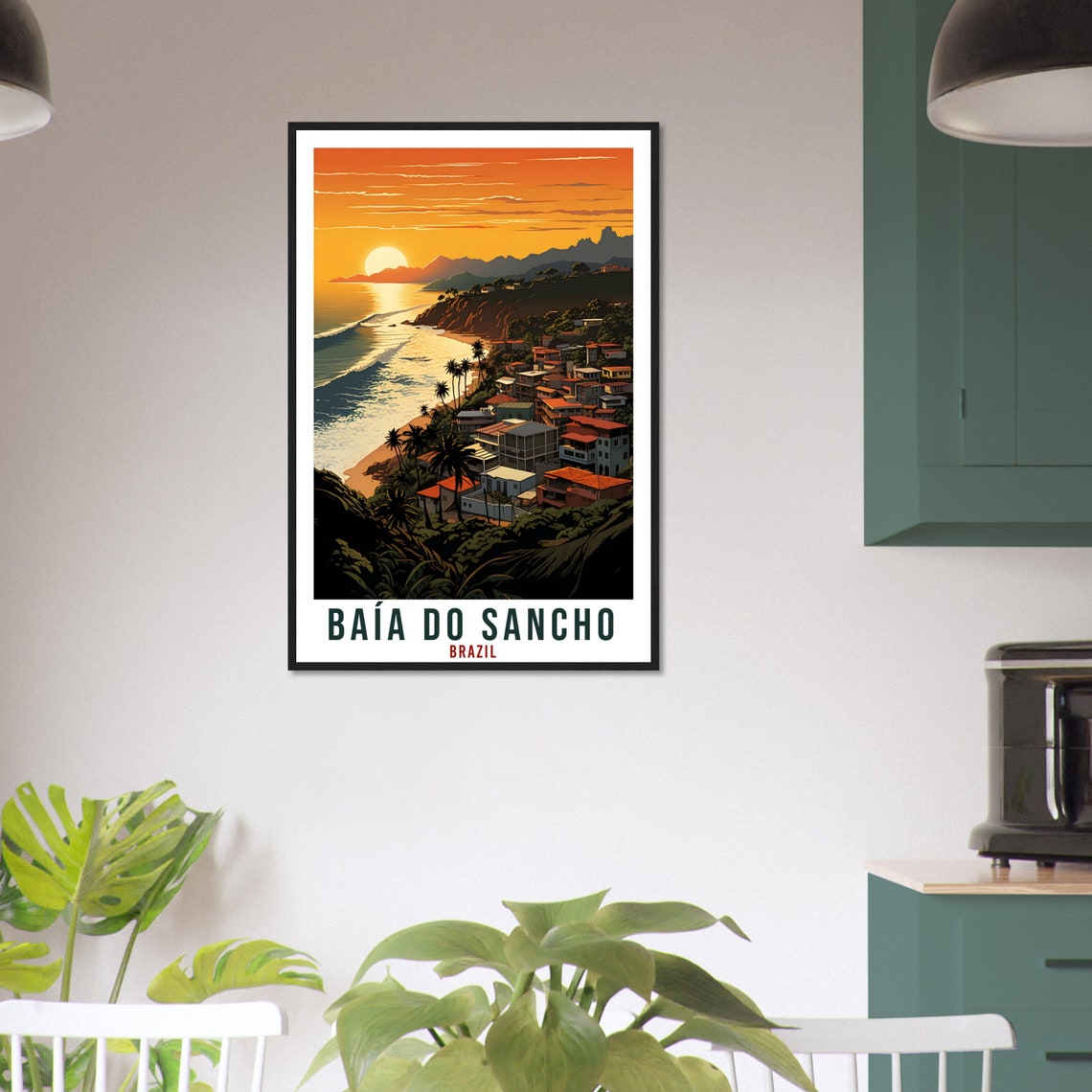 Baia do Sancho Brazil Golden Sunset Beach Cliffs Coastline Poster - Image 4