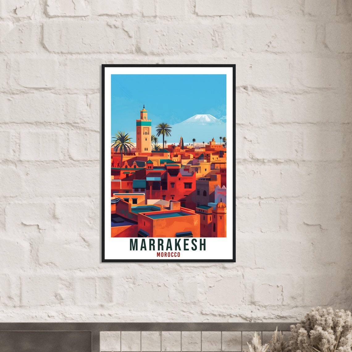 Marrakesh Morocco Vintage Travel Poster with Medina and Atlas Views - Image 2