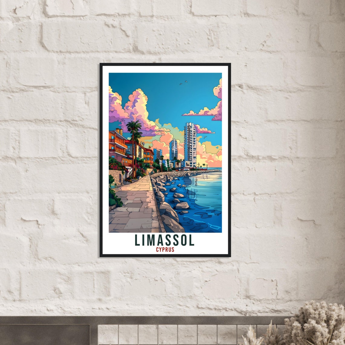 Limassol Cyprus Vintage Seaside Promenade Travel Sunny Poster - Image 3