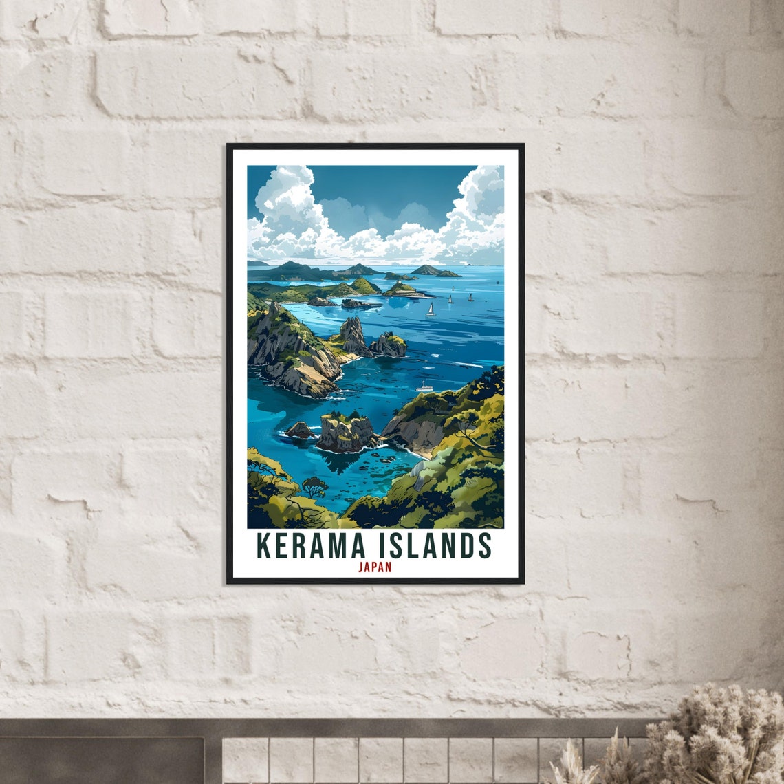 Kerama Islands Japan Archipelago Cliffs Sailboats Travel Poster - Image 3
