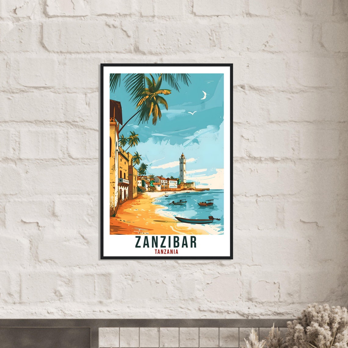 Zanzibar Tanzania Island Beach Lighthouse Vintage Travel Poster - Image 4