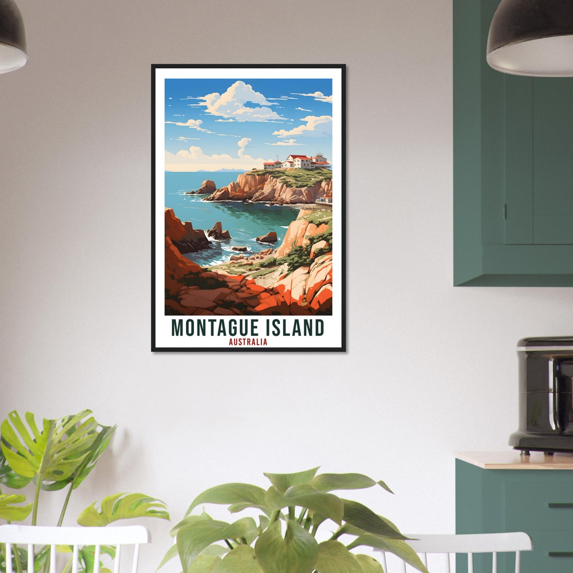 Montague Island Australia Lighthouse Cliffs Vintage Travel Poster - Image 4