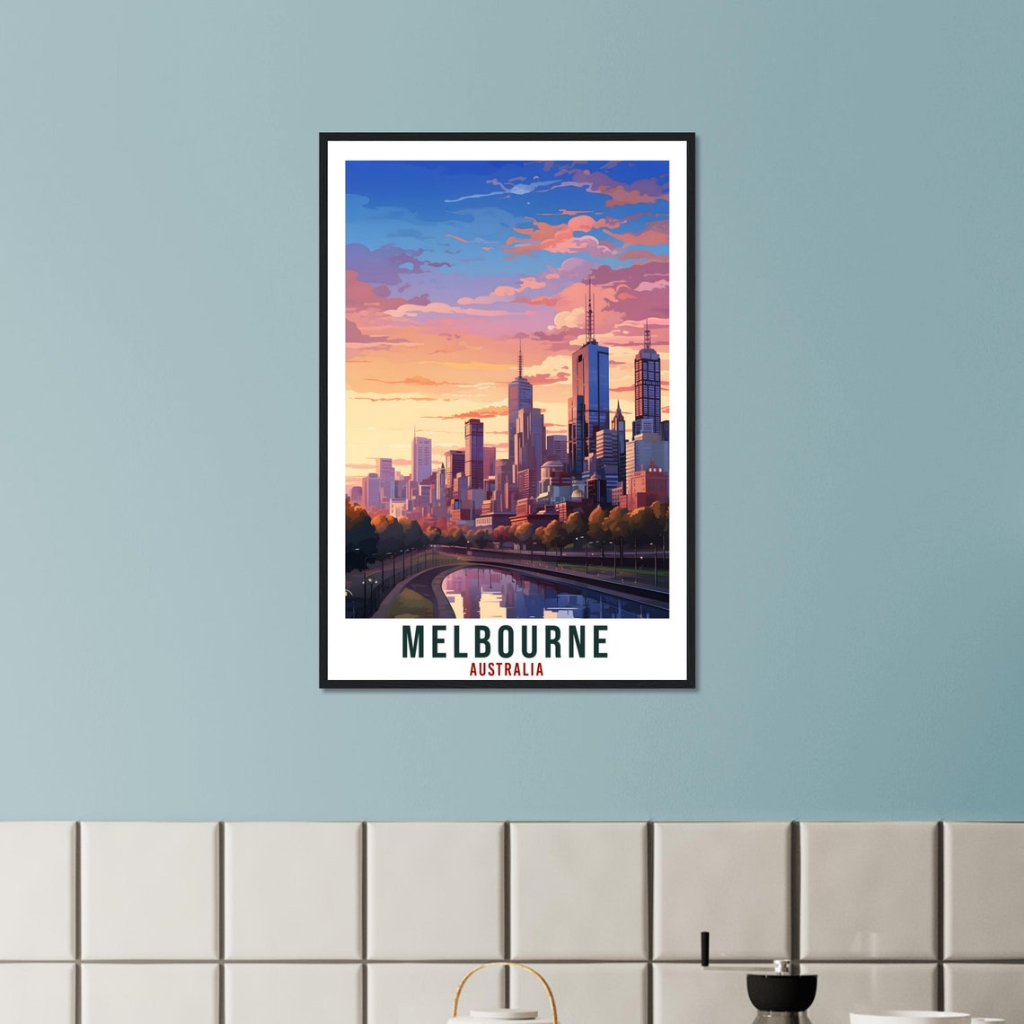 Melbourne Australia City Skyline Sunset River View Travel Poster - Image 4