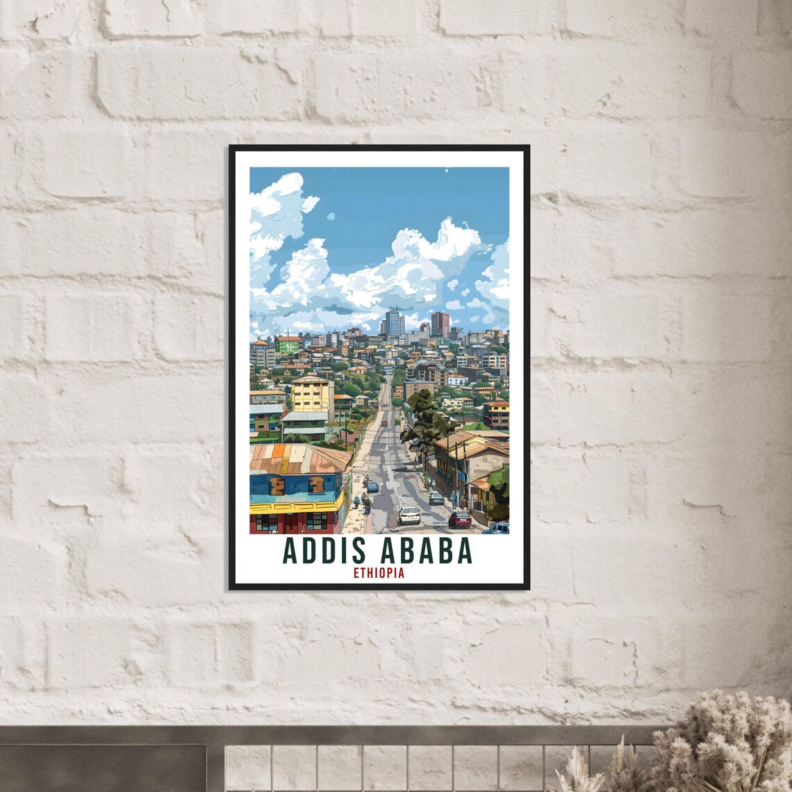 Addis Ababa Ethiopia Lively City Street Scene Retro Travel Poster - Image 3