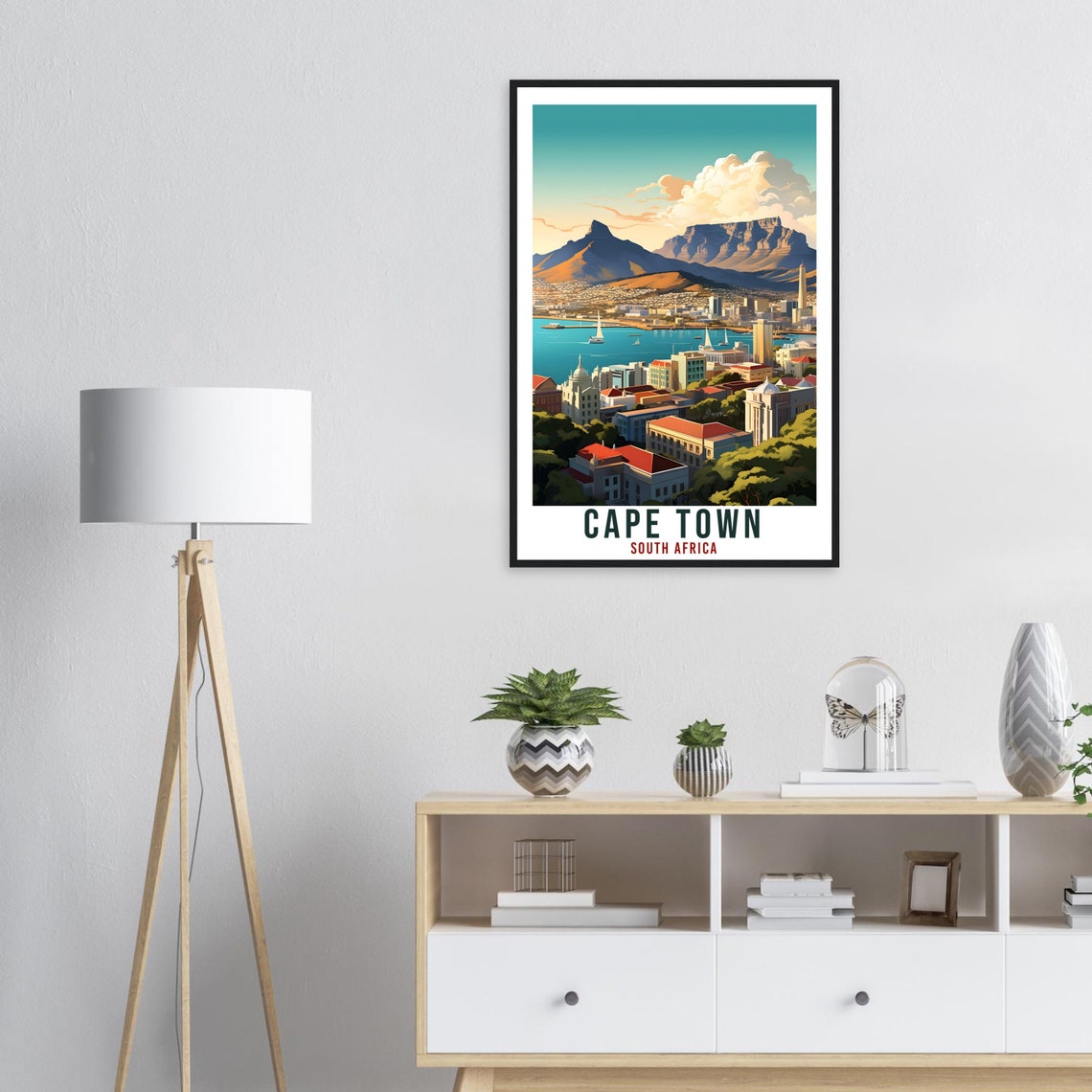 Cape Town South Africa Table Mountain Harbor Vintage Travel Poster - Image 2