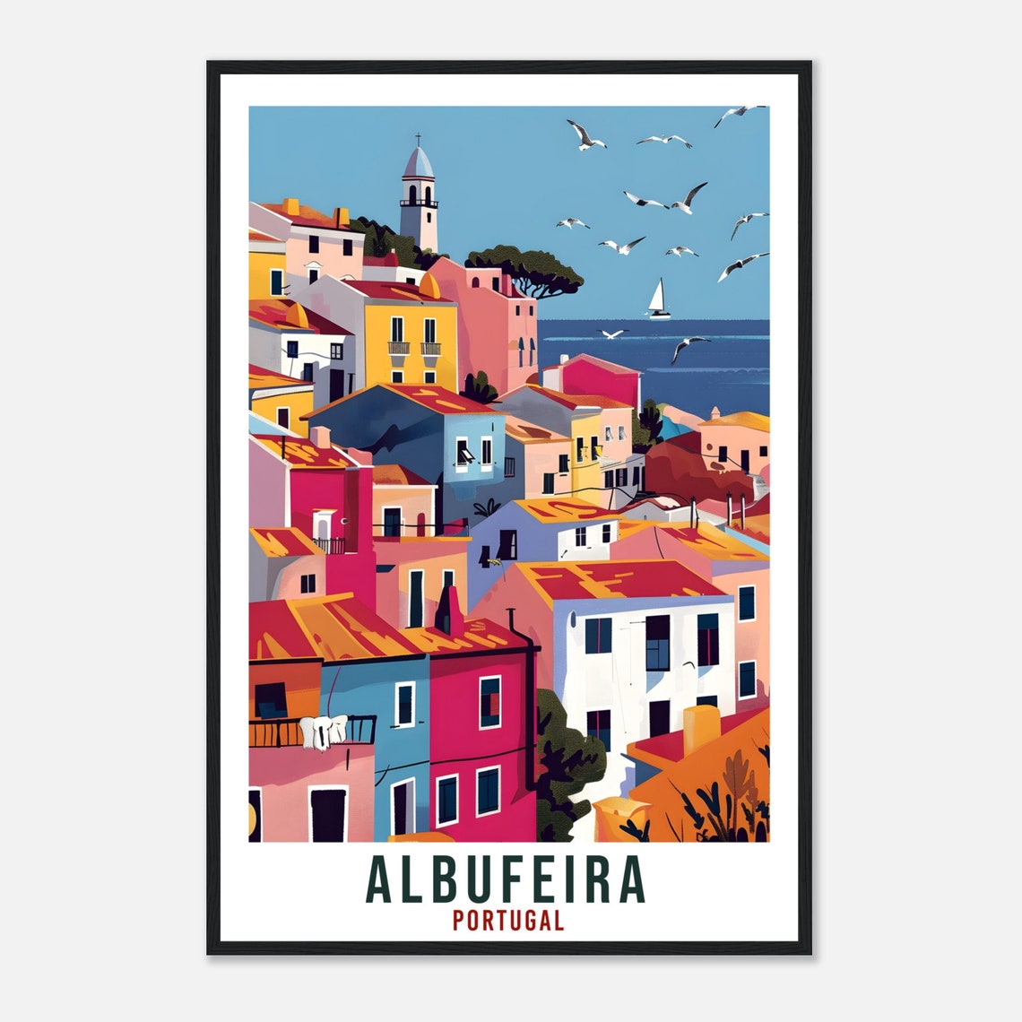 Albufeira Travel Print Portugal Wall Art Wall Hanging Home Dcor Albufeira Gift Portugal Landmark Artwork Portugal Albufeira Travel Poster - Image 4