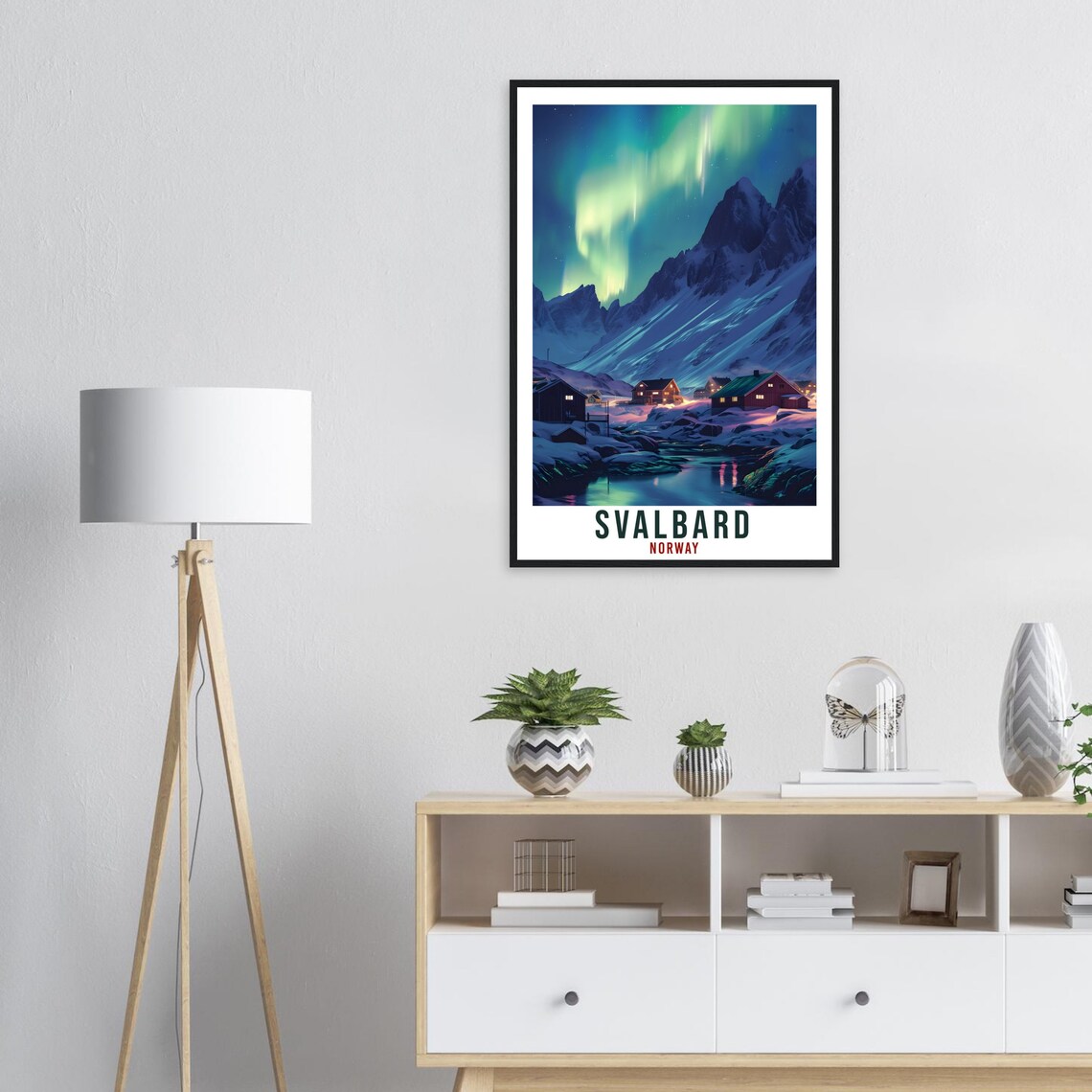 Svalbard Travel Poster, Norway Northern Lights Landscape - Image 3
