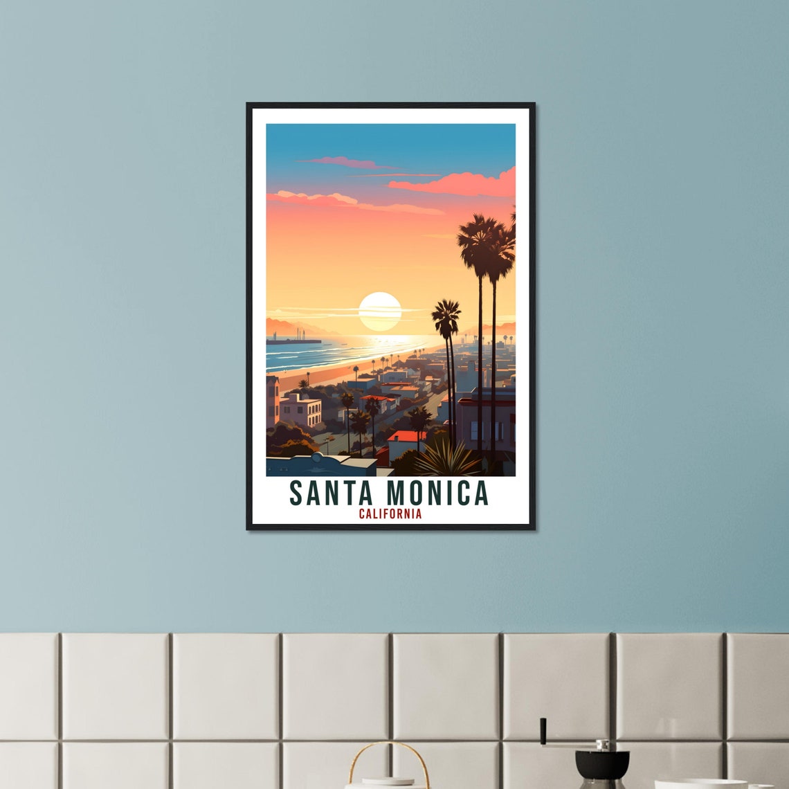 Santa Monica Travel Print California Home Decor Usa City Wall Art Gift Wall Hanging Art Lover California Artwork Santa Monica Travel Poster - Image 4
