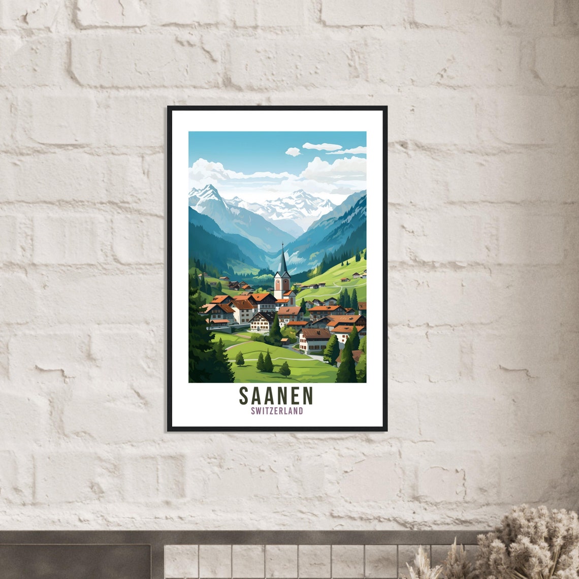 Saanen Travel Print Wall Art Switzerland Saanen Art Print Travel Poster Swiss Landscape Artwork Saanen Travel Poster Switzerland Travel Art - Image 3