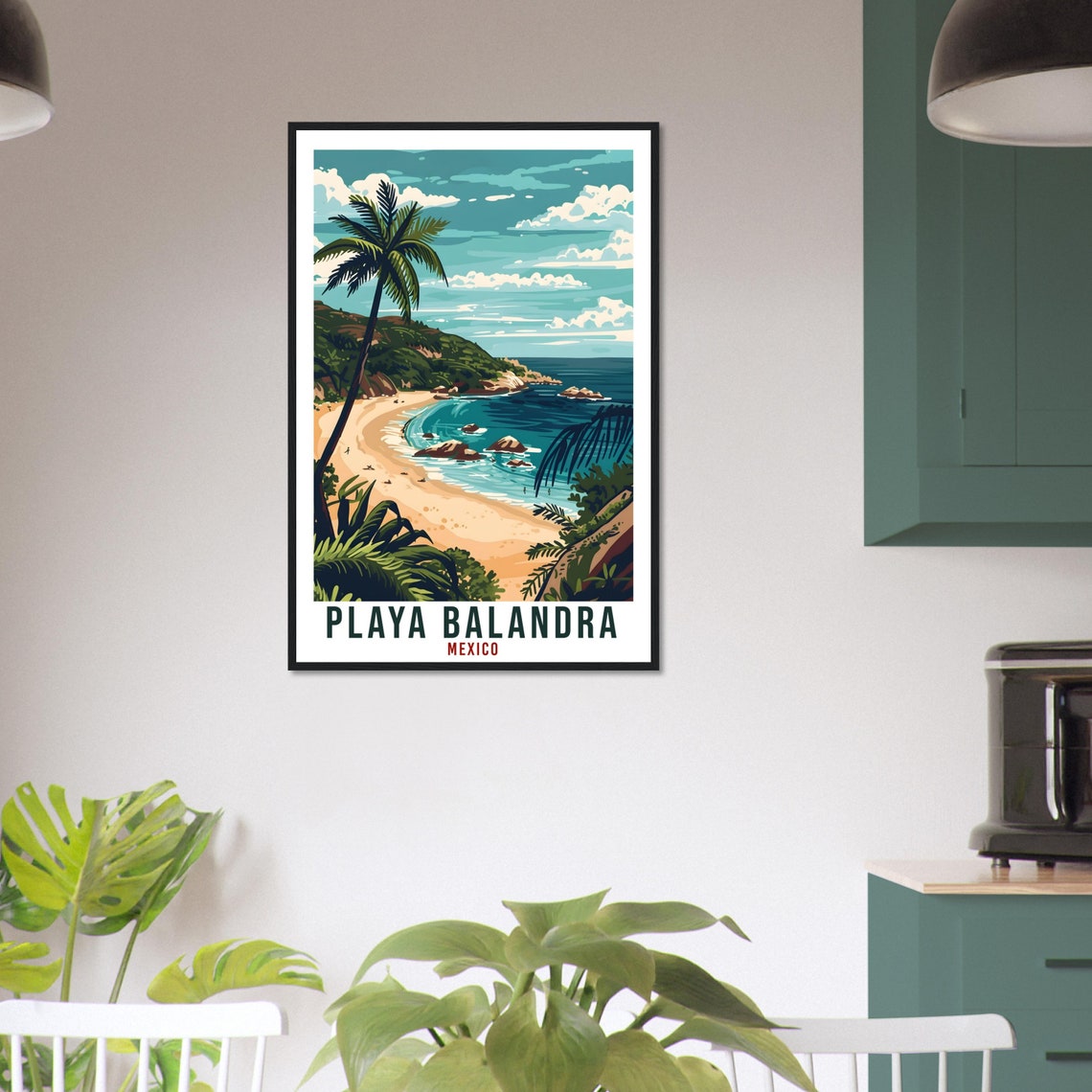 Playa Balandra Mexico Hidden Beach Cove Palm Trees Rocky Point View Poster - Image 3